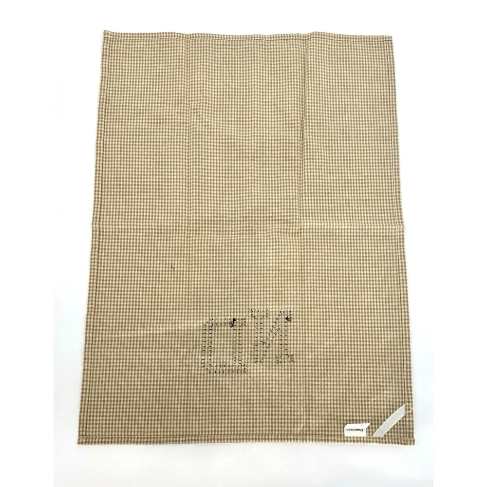Vtg ND Notre Dame Hand Towel Hand Stiched Gold Gingham Blue Lettering 25.5